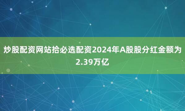炒股配资网站拾必选配资2024年A股股分红金额为2.39万亿